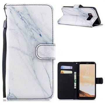 White Marble Painting Leather Wallet Phone Case for Samsung Galaxy S8