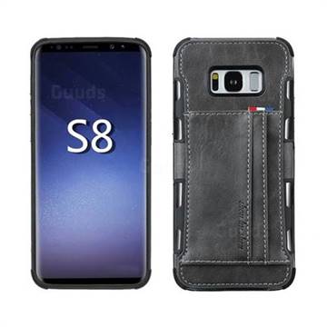 Luxury Shatter-resistant Leather Coated Card Phone Case for Samsung Galaxy S8 - Gray