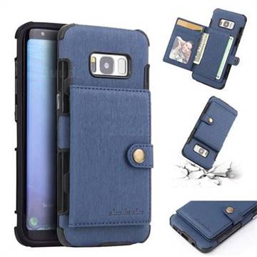 Brush Multi-function Leather Phone Case for Samsung Galaxy S8 - Blue