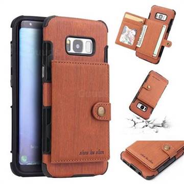 Brush Multi-function Leather Phone Case for Samsung Galaxy S8 - Brown