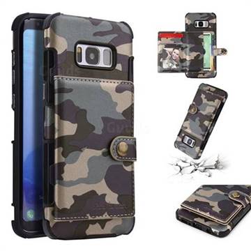 Camouflage Multi-function Leather Phone Case for Samsung Galaxy S8 - Gray