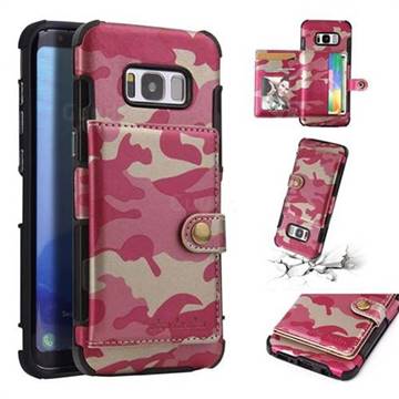 Camouflage Multi-function Leather Phone Case for Samsung Galaxy S8 - Rose