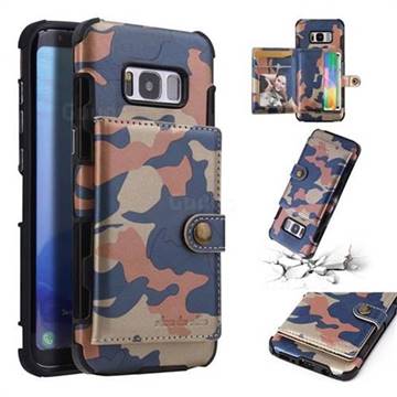 Camouflage Multi-function Leather Phone Case for Samsung Galaxy S8 - Blue
