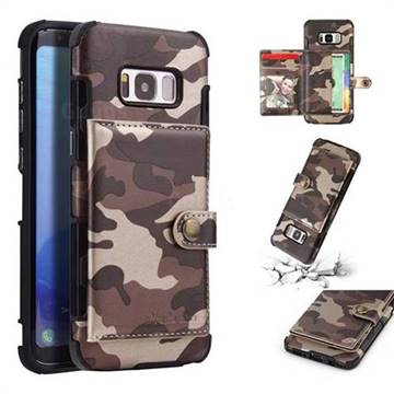 Camouflage Multi-function Leather Phone Case for Samsung Galaxy S8 - Coffee