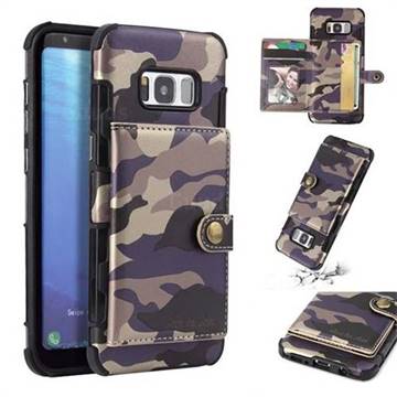Camouflage Multi-function Leather Phone Case for Samsung Galaxy S8 - Purple
