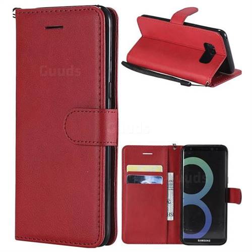 Retro Greek Classic Smooth PU Leather Wallet Phone Case for Samsung Galaxy S8 - Red