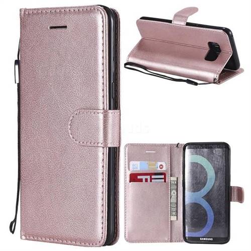 Retro Greek Classic Smooth PU Leather Wallet Phone Case for Samsung Galaxy S8 - Rose Gold