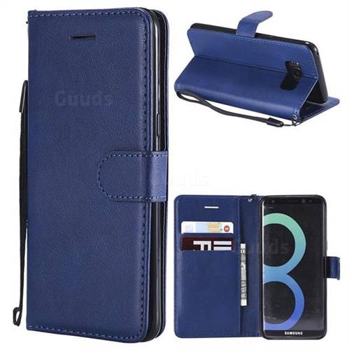Retro Greek Classic Smooth PU Leather Wallet Phone Case for Samsung Galaxy S8 - Blue