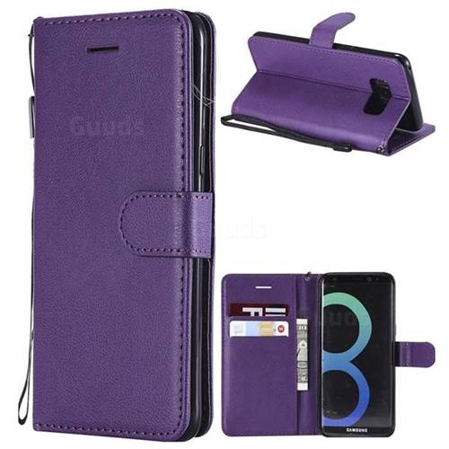 Retro Greek Classic Smooth PU Leather Wallet Phone Case for Samsung Galaxy S8 - Purple