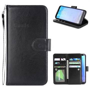 9 Card Photo Frame Smooth PU Leather Wallet Phone Case for Samsung Galaxy S8 - Black