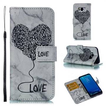 Marble Heart PU Leather Wallet Phone Case for Samsung Galaxy S8 - Black