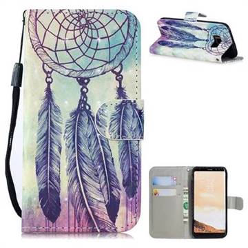 Feather Wind Chimes 3D Painted Leather Wallet Phone Case for Samsung Galaxy S8