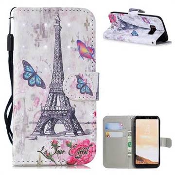 Paris Tower 3D Painted Leather Wallet Phone Case for Samsung Galaxy S8