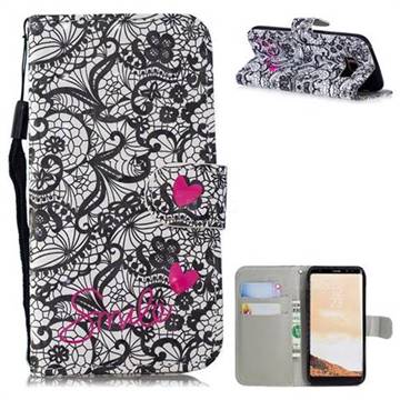 Lace Flower 3D Painted Leather Wallet Phone Case for Samsung Galaxy S8