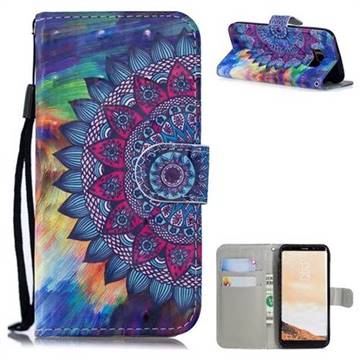 Oil Painting Mandala 3D Painted Leather Wallet Phone Case for Samsung Galaxy S8