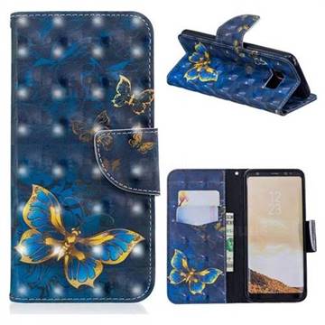 Gold Butterfly 3D Painted Leather Wallet Phone Case for Samsung Galaxy S8