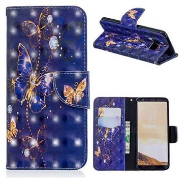 Purple Butterfly 3D Painted Leather Wallet Phone Case for Samsung Galaxy S8