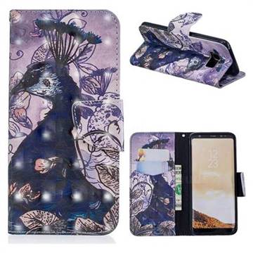 Purple Peacock 3D Painted Leather Wallet Phone Case for Samsung Galaxy S8