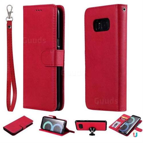 Retro Greek Detachable Magnetic PU Leather Wallet Phone Case for Samsung Galaxy S8 - Red