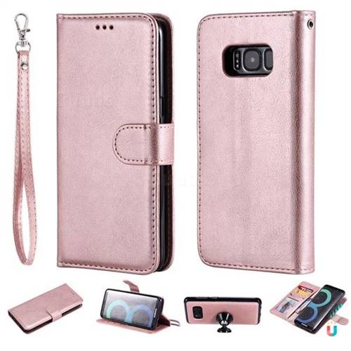 Retro Greek Detachable Magnetic PU Leather Wallet Phone Case for Samsung Galaxy S8 - Rose Gold