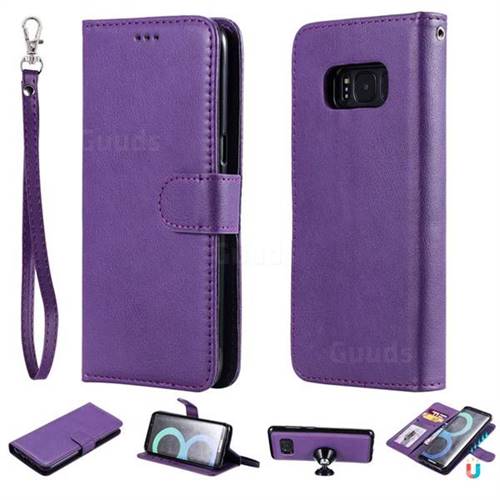 Retro Greek Detachable Magnetic PU Leather Wallet Phone Case for Samsung Galaxy S8 - Purple