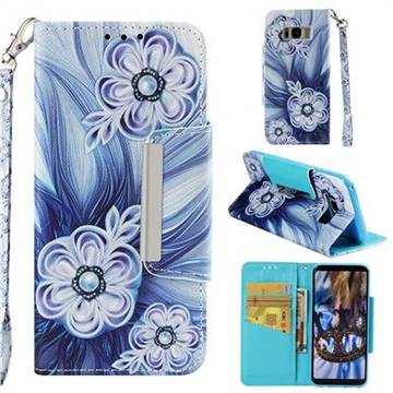 Button Flower Big Metal Buckle PU Leather Wallet Phone Case for Samsung Galaxy S8