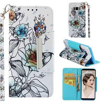 Fotus Flower Big Metal Buckle PU Leather Wallet Phone Case for Samsung Galaxy S8