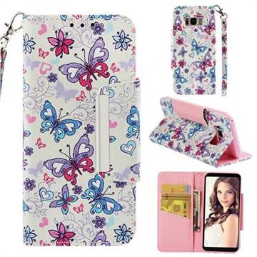 Colored Butterfly Big Metal Buckle PU Leather Wallet Phone Case for Samsung Galaxy S8