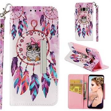 Owl Wind Chimes Big Metal Buckle PU Leather Wallet Phone Case for Samsung Galaxy S8