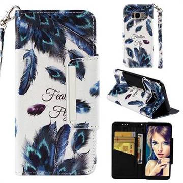 Peacock Feather Big Metal Buckle PU Leather Wallet Phone Case for Samsung Galaxy S8