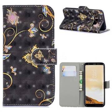 Black Butterfly 3D Painted Leather Phone Wallet Case for Samsung Galaxy S8