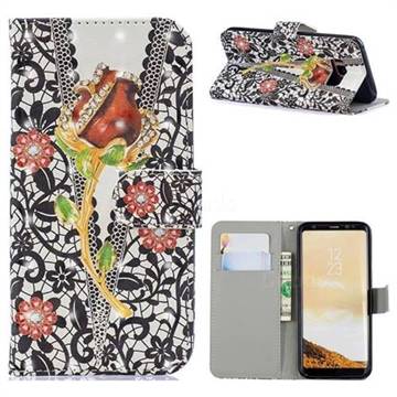 Red Diamond Rose 3D Painted Leather Phone Wallet Case for Samsung Galaxy S8