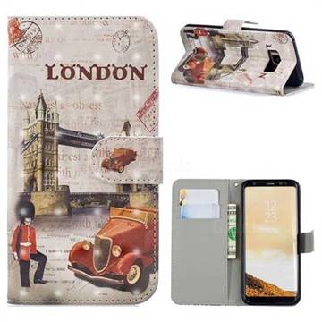 Retro London 3D Painted Leather Phone Wallet Case for Samsung Galaxy S8