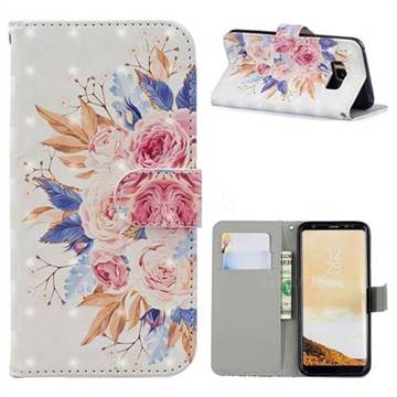 Rose Flowers 3D Painted Leather Phone Wallet Case for Samsung Galaxy S8