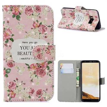Butterfly Flower 3D Painted Leather Phone Wallet Case for Samsung Galaxy S8