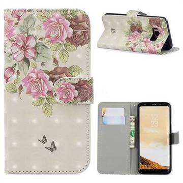 Beauty Rose 3D Painted Leather Phone Wallet Case for Samsung Galaxy S8