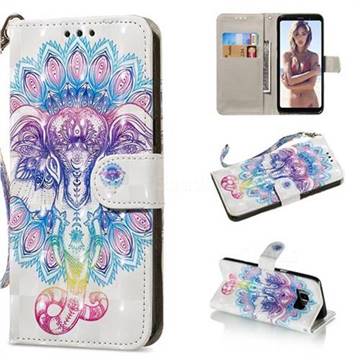 Colorful Elephant 3D Painted Leather Wallet Phone Case for Samsung Galaxy S8