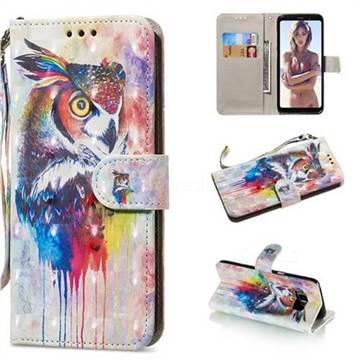 Watercolor Owl 3D Painted Leather Wallet Phone Case for Samsung Galaxy S8