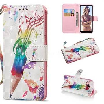 Music Pen 3D Painted Leather Wallet Phone Case for Samsung Galaxy S8