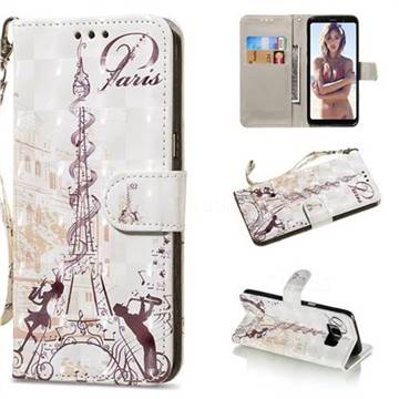 Tower Couple 3D Painted Leather Wallet Phone Case for Samsung Galaxy S8