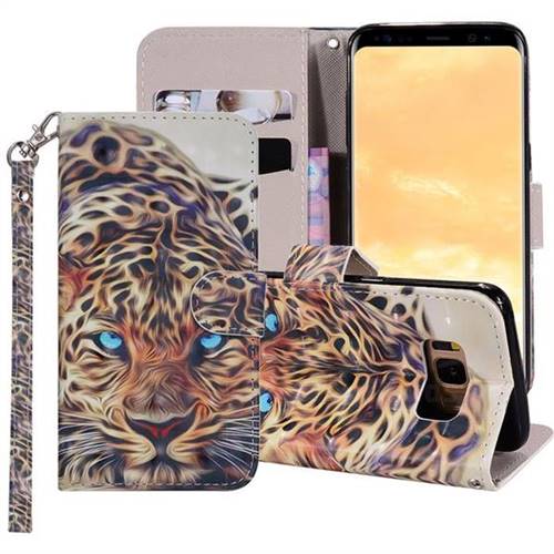Leopard 3D Painted Leather Phone Wallet Case Cover for Samsung Galaxy S8