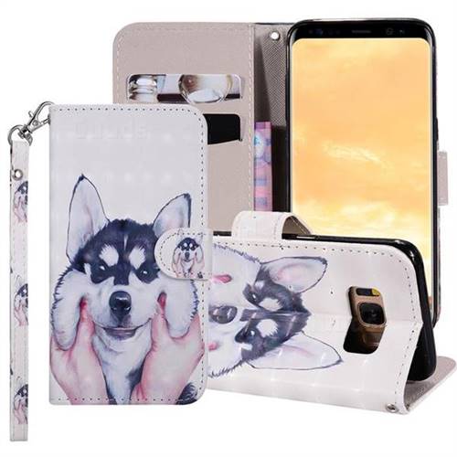 Husky Dog 3D Painted Leather Phone Wallet Case Cover for Samsung Galaxy S8