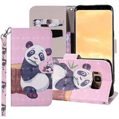 Happy Panda 3D Painted Leather Phone Wallet Case Cover for Samsung Galaxy S8