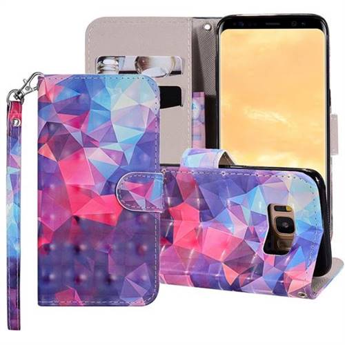 Colored Diamond 3D Painted Leather Phone Wallet Case Cover for Samsung Galaxy S8