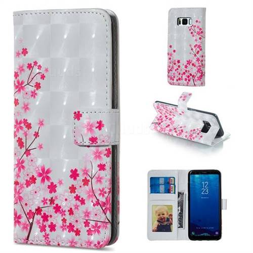 Cherry Blossom 3D Painted Leather Phone Wallet Case for Samsung Galaxy S8