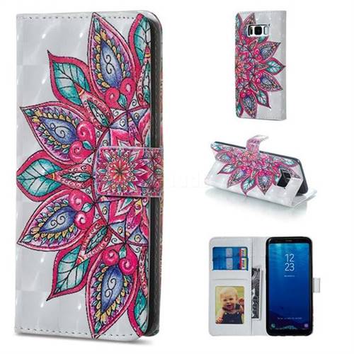 Mandara Flower 3D Painted Leather Phone Wallet Case for Samsung Galaxy S8