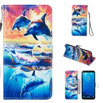 Couple Dolphin Smooth Leather Phone Wallet Case for Samsung Galaxy S8