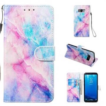 Blue Pink Marble Smooth Leather Phone Wallet Case for Samsung Galaxy S8