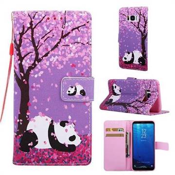 Cherry Blossom Panda Matte Leather Wallet Phone Case for Samsung Galaxy S8