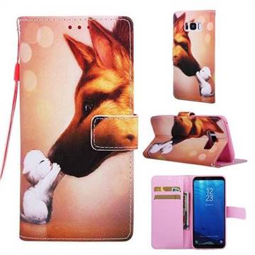 Hound Kiss Matte Leather Wallet Phone Case for Samsung Galaxy S8